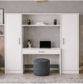 Resim Bilgisayar Masası, Hekta 2 Kapaklı Kitaplık Çalışma Masası - Beyaz Çok Renkli 