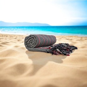 Resim Peştemal Üç Renk Kırmızı - Lacivert 