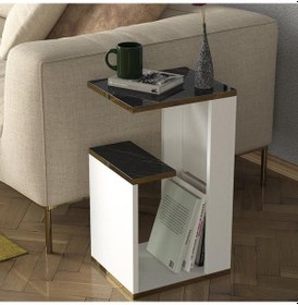 Resim Dekorister Ravenna Koltuk Yan Sehpa Beyaz-Mermer 