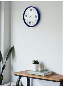 Resim 36 Cm Lacivert Dekoratif Duvar Saati Mavi Işık 