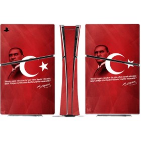 Resim Kt Grup Mustafa Kemal Atatürk Playstation 5 Slim Kasa Dijital Versiyon Sticker Kaplama Seti 