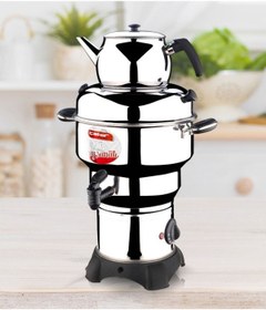 Resim woodhub 4 Litre Elektrikli Çay ve Semaver, Şık Metalik Tasarım 