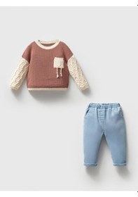 Resim Noynoy Baby Bebek Kazak Pantolon 2'li Takım Noy-9330 Mor 