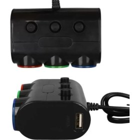 Resim Prativas Olesson 1523 12-24V Çift USB Girişli 120W 80CM Kablolu 3'lü Araç Çakmak Çoklayıcı 