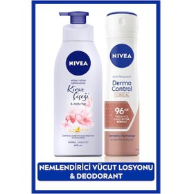 Resim Nivea Kiraz Çiçeği Nemlendirici Vücut Losyonu 400 ML + Derma Control Clinical Kadın Sprey Deodorant 150 ML 