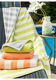 Resim Özdilek Double Color Strıpe Plaj Havlusu 70x145 Turuncu-pembe 