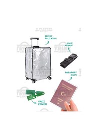 Resim Trink Çanta Şeffaf Valiz Kılıfı Seti Valiz Kılıfı-valiz Kemeri-valiz Etiketi-pasaport Kılıfı Şeffaf 