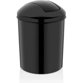 Resim Şık 15 Litre Siyah Kelebek Kapaklı Çöp Kovası, Banyo, Mutfak ve Ofis Kullanımı 