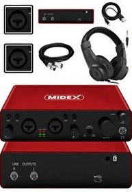 Resim Midex GLX-800RD-H Üst Segment USB 2 Giriş 2 Çıkış 24 bit/192 kHz Stüdyo Ses Kartı (Kulaklık Kablo Dahil) 