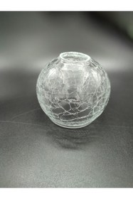 Resim KUĞULU Küçük Avize Camı, Yuvarlak, Şeffaf ,çatlatılmış Desenli (E.14) (ÇAP: 10.00CM- DUY YUVASİ: 3.00CM). 