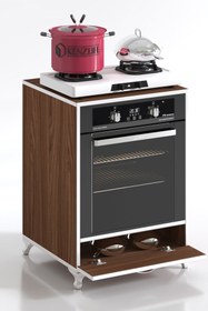 Resim Kenzlife Ankastre Modülü Kabini Krom Cvz Fırın Ocak Dolabı Kapaklı Ayaklı Sabit Tabla 