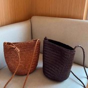 Resim Kadınlar için Şık Dokuma Rahat Fransız Çantası - Büyük Kapasiteli, Trendy Omuz Çantası, Toka Kapatma, Dokulu Tasarım, Kahverengi, Günlük Kullanım veya Tatil Kıyafetleri için Mükemmel, Rahat Omuz Çantası | Trendy Omuz Çantası | Dokulu Dokuma 