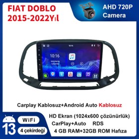 Resim Conico Fıat Doblo 2015-2022 Yıl Kablosuz Carplay Android Multimedia Navigasyon 4g Ram 32g Rom Kamera Hediye 