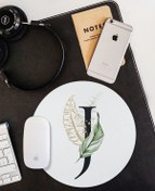 Resim WuW Tropik Desenli J Harfli Kaymaz Taban Yuvarlak Mouse Pad 