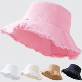 Resim 1 Paket Kadınlar için Düz Renkli Balıkçı Kovboy Şapkası - Geniş Kenar, Yumuşak Kumaş, Çoklu Renkler (Pembe/Beyaz/Bej/Siyah) Günlük ve Plaj Kullanımı İçin, Şık, Sanatsal Saman Şapka, Kumaş Şapka 
