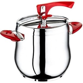 Resim Safinox Flavia Klasik Düdüklü Tencere Renkli Kulp-8 L Kırmızı 