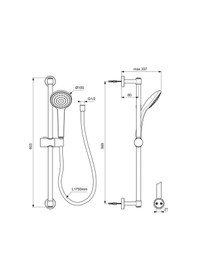 Resim Ideal Standard Bd142xg Idealrain 100 Sürgülü Duş Seti Mat Siyah Siyah 