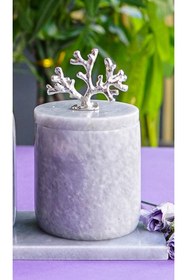 Resim MIARIK DESIGN & DEKORASYON Dekoratif Gri Mermer Pamukluk Gümüş Mercan Detaylı 