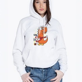 Resim Gitarist Dinozor Kapşonlu Kadın Sweatshirt 