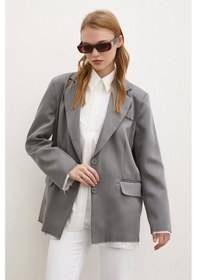 Resim Never More Cep Kapaklı Kesik Detaylı Blazer Ceket Gri Gri 