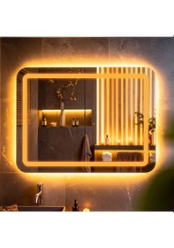 Resim Quadra Amber Led'li Kumlamalı Lavabo & Banyo Aynası Dokunmatik Sensörlü 65 X 90 Cm Turuncu 