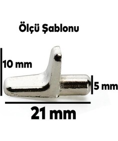 Resim Badem10 Raf Pimi Düz Cam Ahşap Metal Raf Tutucu Çivisi Mobilya Dolap Pimi (50 Adet) 