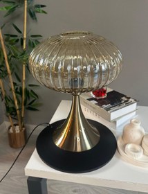 Resim Bamyum Elegant Bal Rengi Cam Masa Lambası Dekoratif Abajur Çocuk Odası Başucu Lambası Okuma Lambası 