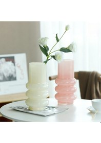 Resim Orbına Pembe Boğumlu Cam Vazo - 26 Cm Pembe 