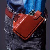 Resim Ofis Gerekliliği] Erkekler İçin Gerçek Deri Vintage Telefon Kılıfı - Dış Mekan, İş veya Günlük Kullanım İçin Kemer Halkalı Ultra İnce Kahverengi Deri Bel Çantası 