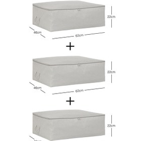 Resim Ocean Home Textile 3'lü Büyük Boy Gri Balıksırtı Baza Altı Hurç Set 62 x 46 x 22 cm 