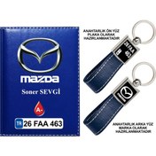 Resim Plakanıza Özel Mazda Logolu Lacivert Ruhsat Kabı Ve Anahtarlık 