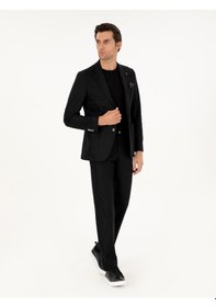 Resim Cacharel Siyah Slim Fit Kaşmir Karışımlı Takım Elbise 