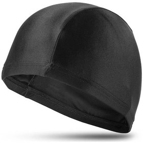 Resim Siyah Yüzücü Bonesi Likralı Esnek Kumaş Havuz Deniz Yüzme Bonesi Bez Siyah 