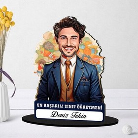 Resim Kişiye Özel Erkek Sınıf Öğretmenine Hediye Karikatürlü Biblo 