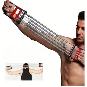 Resim Plentiful Göğüs Genişletme Ve Kuvvet Egzersiz Aleti 5 Yaylı 5 Kademeli Ayarlanabilir Fitness Ve Kuvvet Antrenmanı Ekipmanı Kırmızı 