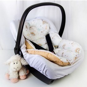 Resim Puset Minderi Ve Puset Carsafi %100 Pamuk Gokkusagi Bej 