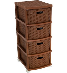 Resim Galleon Design Rattan Komidin 4 Çekmeceli Sebzelik Kahverengi 