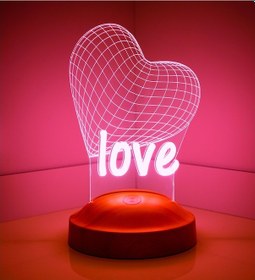 Resim 3D Led Lamba 3 Boyutlu 14 Şubat Love Özel Hediye Gecelambası Çok Renkli 