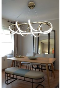 Resim Kuzey Kıvrım Masaüstü Led Avize - - Beyaz Işık / Gold Gold 