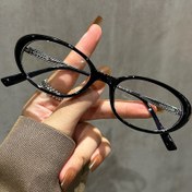 Resim 1 Adet Y2K Oval Moda Gözlük Kadın - Milenyum Tarzı Küçük Çerçeve Kedi Gözü Şekli - Metal PC Birleştirme Gözlük Çerçevesi ve Gözlük Kutusu, Ultra Hafif 