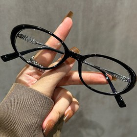 Resim 1 Adet Y2K Oval Moda Gözlük Kadın - Milenyum Tarzı Küçük Çerçeve Kedi Gözü Şekli - Metal PC Birleştirme Gözlük Çerçevesi ve Gözlük Kutusu, Ultra Hafif 