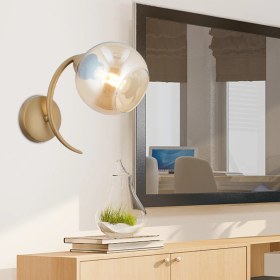 Resim Apliqa Pireal Tekli Eskitme Bal Camlı Modern Yatak Başı, Salon Aplik 