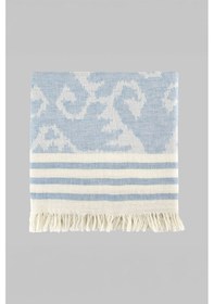 Resim Sarev Larus Mavi Pamuk Keten Plaj Havlusu 90x160 Cm Mavi 