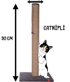 Resim PUGALO 90cm Catnipli Kalın Borulu Dev Tırmalama Tahtası Antrasit Minder Yüzey 