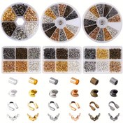 Resim 600 Adet Pirinç Sıkma Boncuk Uçları - 6 Stil Tel Son Koruyucuları DIY Takı Yapımı İçin, Güvenli ve Dayanıklı Çeşitli Boyutlarda El İşi Malzemeleri için Düğüm Kapakları 