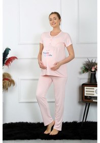 Resim Akbeniz Kadın Kısa Kol Hamile Lohusa Pijama Takımı Pudra 45210-pudra 