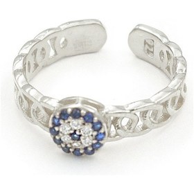 Resim Nazar Boncuğu Motifli Eklem Gümüş Yüzük Gümüş 