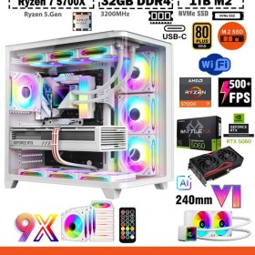 Resim Zeiron Mirage X50 Pro White RTX5060 8GB ∣ R7 5700X ∣ 32GB RAM ∣ 1TB M.2 SSD Sıvı Soğutmalı Oyun Bilgisayarı 