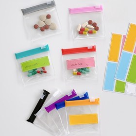 Resim 24 Adet Mini Kullanışlı Saklama Çantası ve Etiketler, Fermuarlı Çanta Seti, Yem Çantası Takı Saklama Çantası, Kendinden Kapanan İlaç Saklama Cihazı ve Seyahat Aksesuarları 