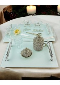 Resim Harmonize Beyaz Söz Tepsisi Ve Damat Kahve Fincanı Kırmızı Kırmızı 